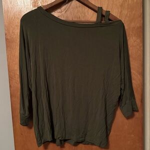 Aero Olive Green Open Shoulder Women's Top S
